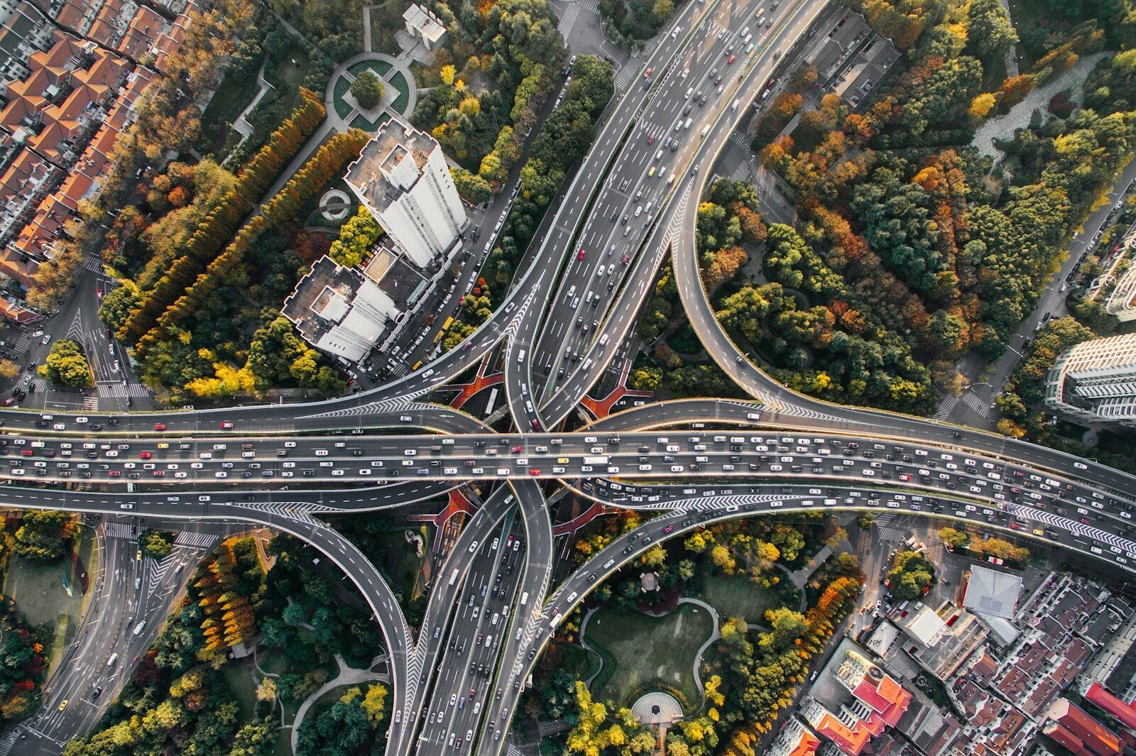 aerial photography of concrete roads