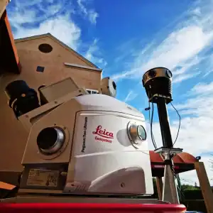 Mosaic 51, 360º mobile mapping camera mounting on WGI road surveying vehicle with Leica Pegasus scanner.