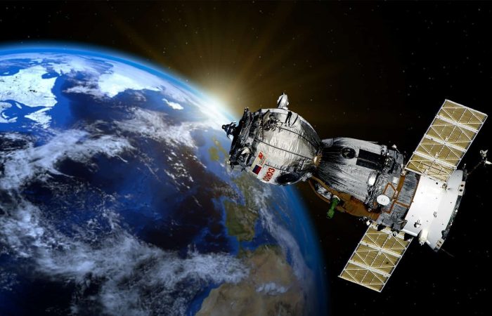 A satellite above Earth helps with GPS accuracy.