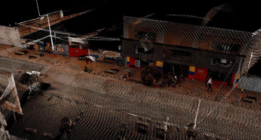 liDAR point cloud colorized with images from the Mosaic 51 camera system - 360 street level imagery - by Dymaxion s.a.s. from Colombia