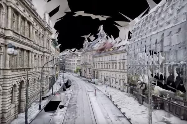 3d model of a street in Prague by the Mosaic Viking mobile mapping camera